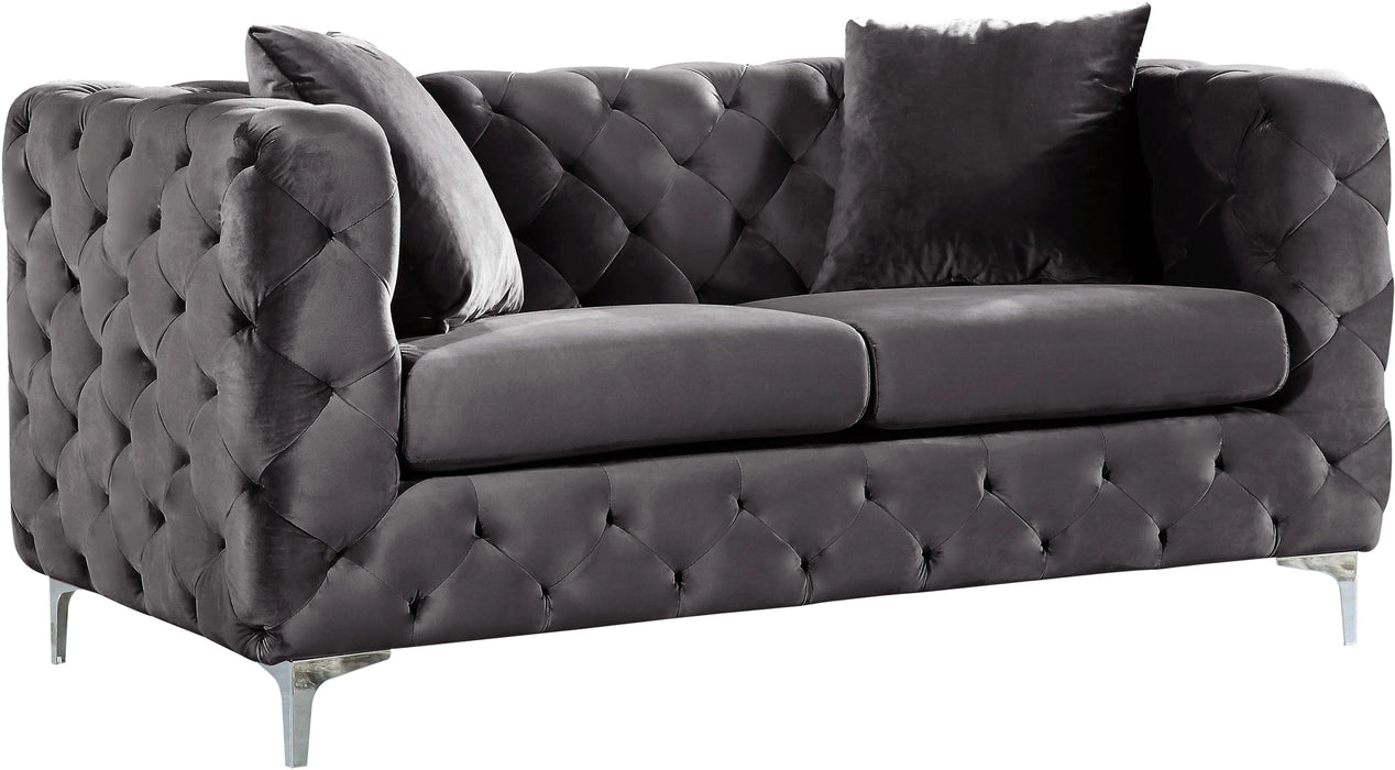 Scarlett Grey Velvet Loveseat