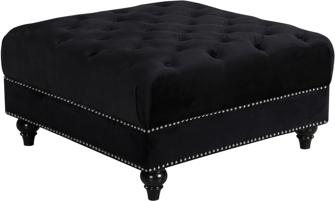 Sabrina Black Velvet Ottoman