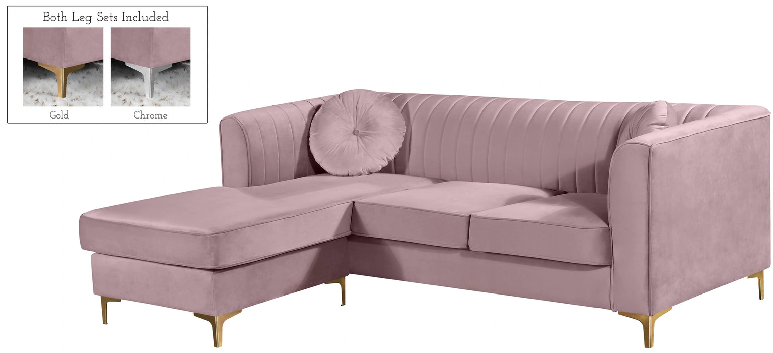 Eliana Pink Velvet 2pc. Reversible Sectional