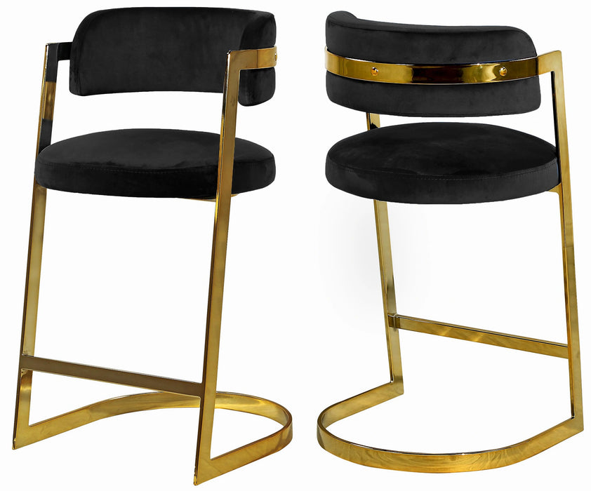 Stephanie Black Velvet Stool